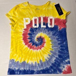 Polo Ralph Lauren Yellow Blue Tie dye Short sleeve Girls Sz Large